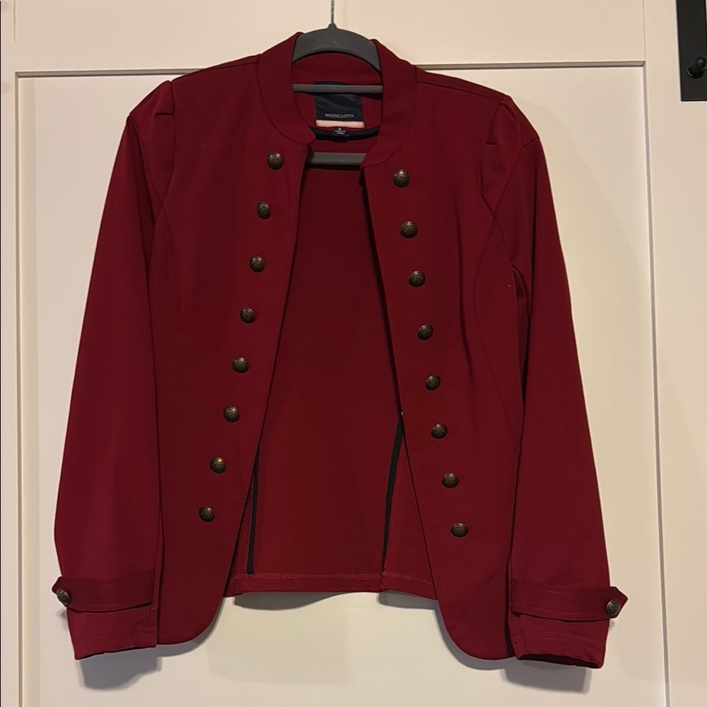 Modcloth Red Military-Style Double-Breasted Blazer